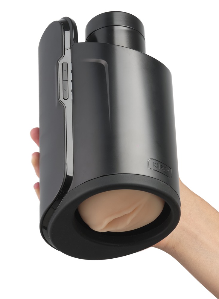 Kiiroo Keon in use with smartphone showing the FeelConnect app