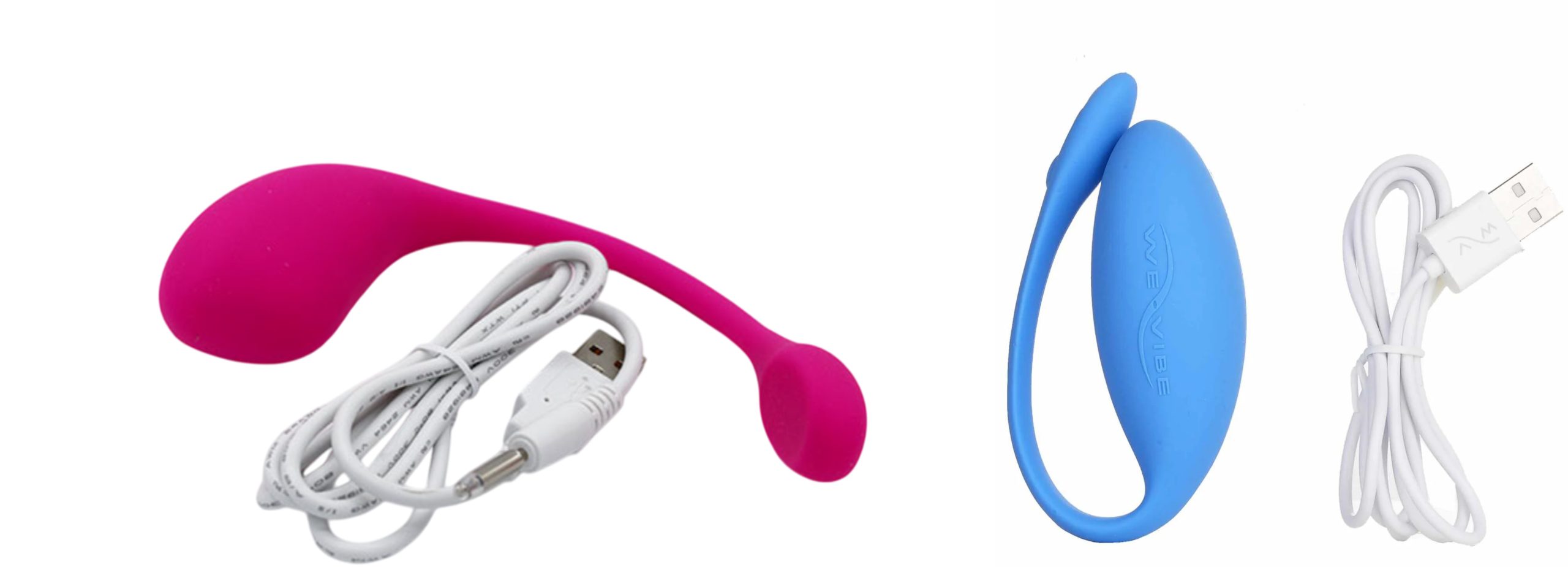 Battery life comparison between Lovense Lush 3 and We-Vibe Jive showing charging methods and duration