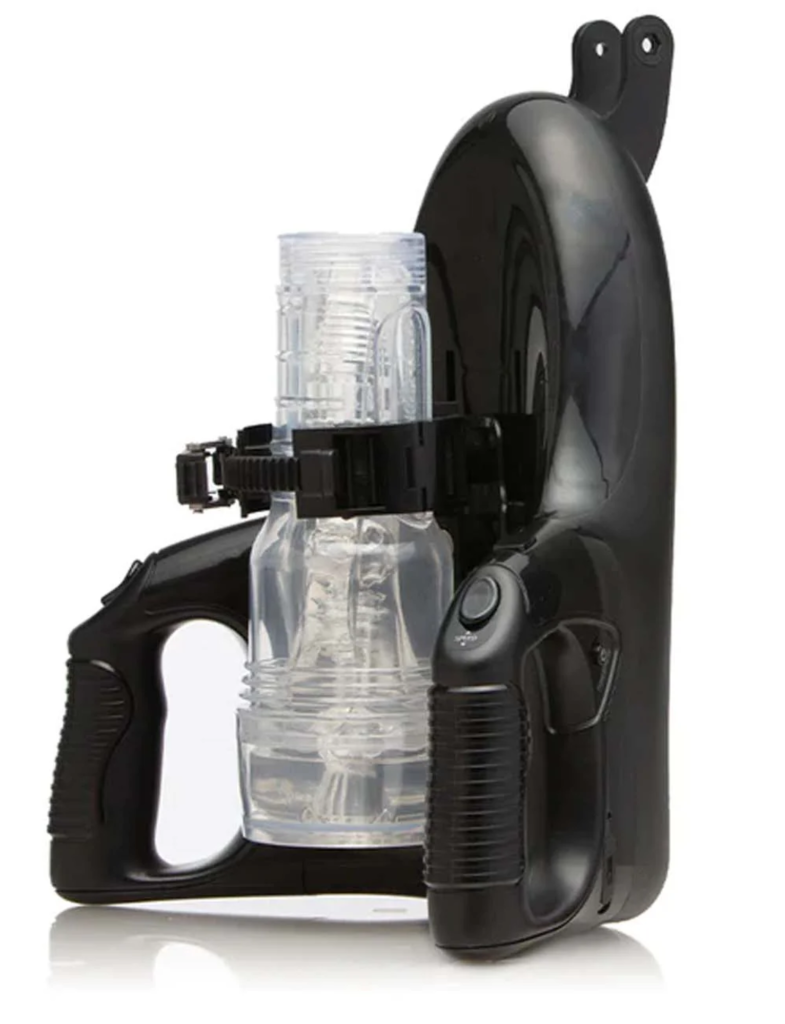 Fleshlight Universal Launch being used with a smartphone mounted on top