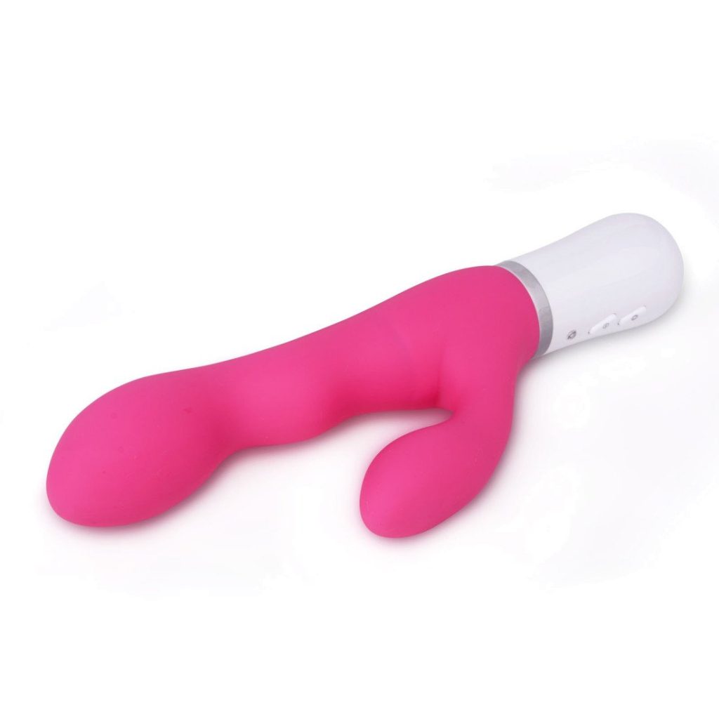 Lovense Nora rabbit vibrator in pink color against a neutral background Lovense Nora rabbit vibrator in pink color against a neutral background