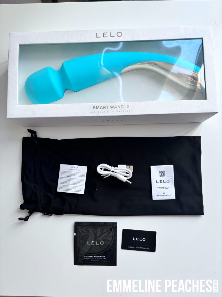 Lelo Smart Wand 2 with charging cable and user manual